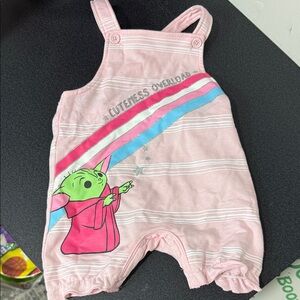 Pink Baby Yoda Overalls